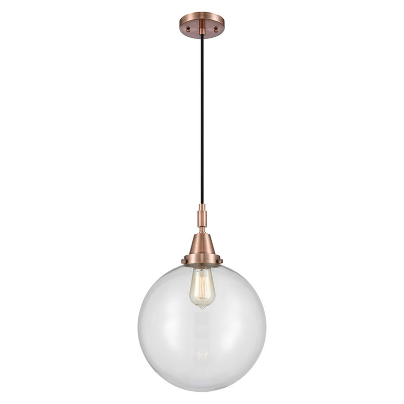 Innovations Caden Beacon 12" Cord Mini Pendant, Copper/Clear - 447-1P-AC-G202-12