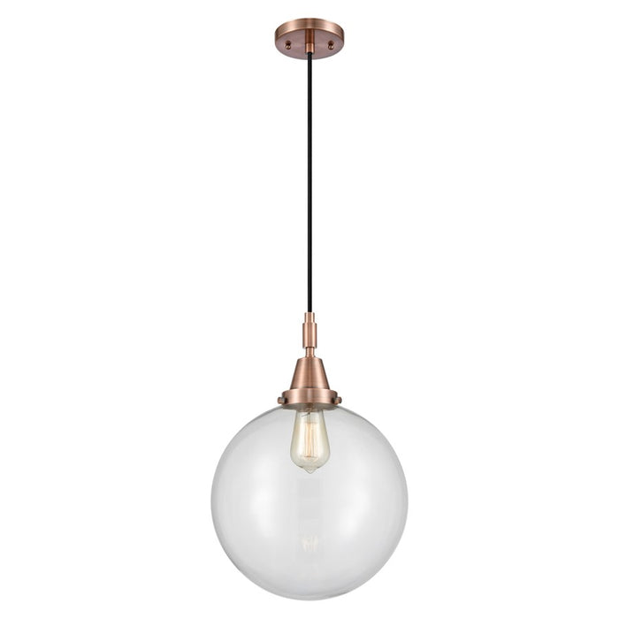 Innovations Caden Beacon 12" Cord Mini Pendant, Copper/Clear - 447-1P-AC-G202-12