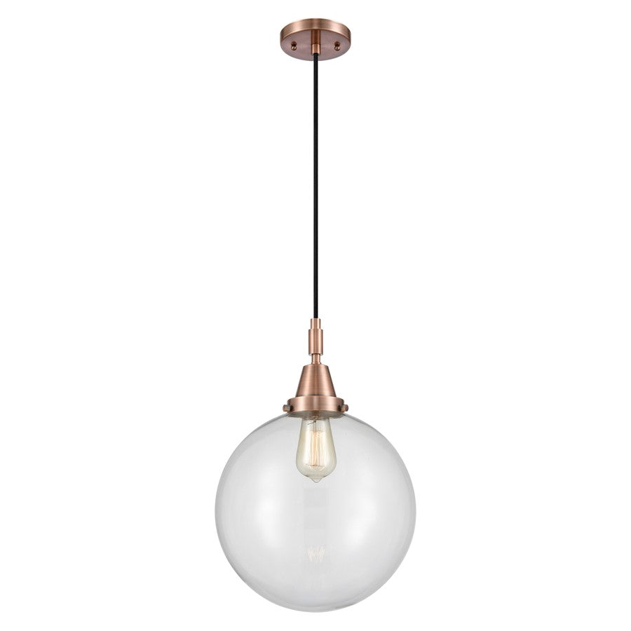 Innovations Caden Beacon 12" Cord Mini Pendant, Copper/Clear - 447-1P-AC-G202-12