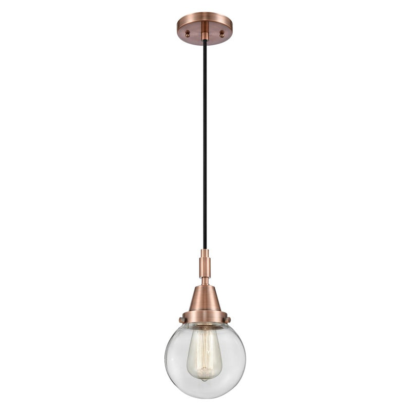 Innovations Caden Beacon 6" Cord Mini Pendant, Copper/Clear - 447-1P-AC-G202-6