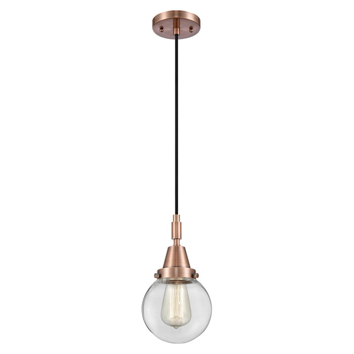 Innovations Caden Beacon 6" Cord Mini Pendant, Copper/Clear - 447-1P-AC-G202-6