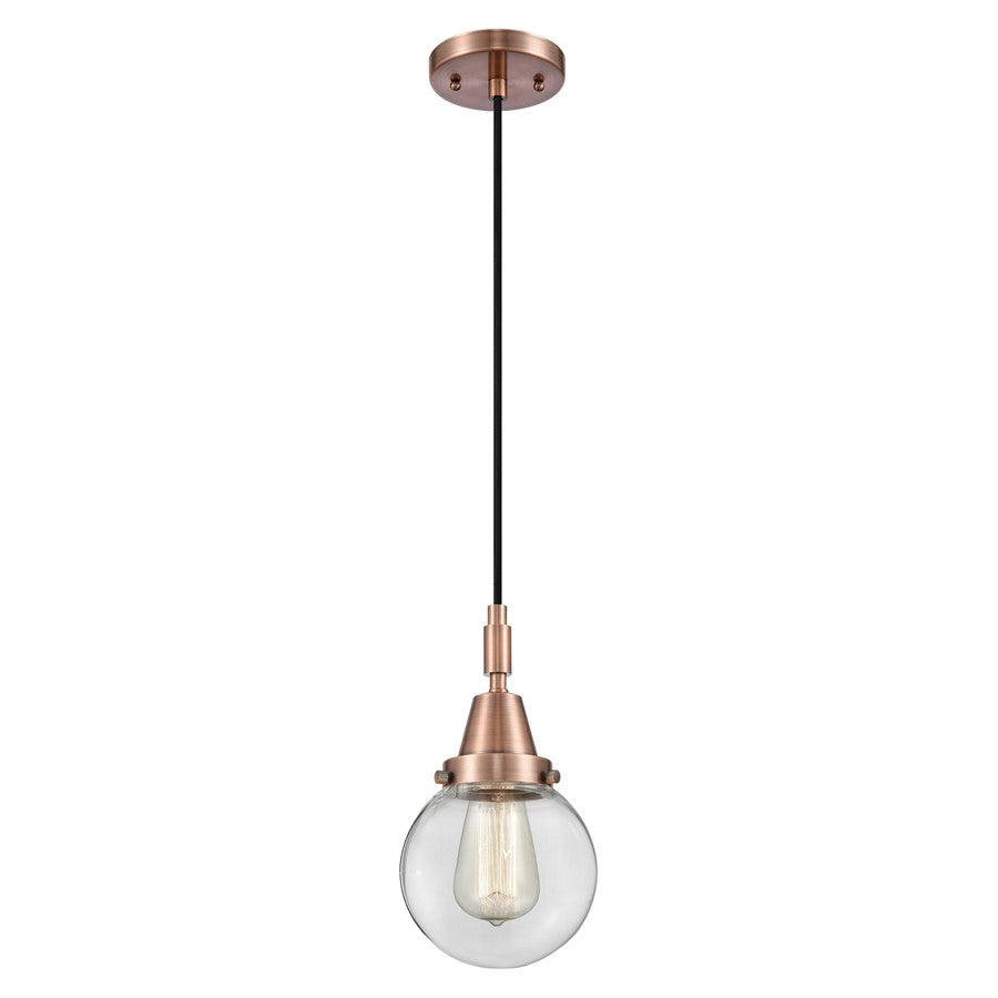 Innovations Caden Beacon 6" Cord Mini Pendant, Copper/Clear - 447-1P-AC-G202-6