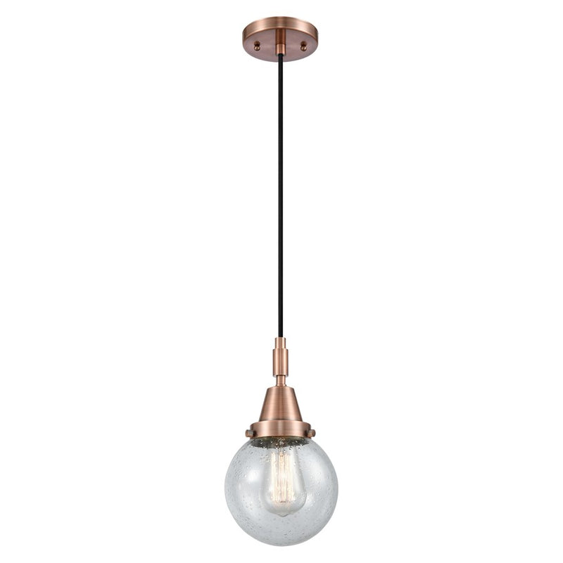 Innovations Caden Beacon 6" Cord Mini Pendant, Copper/Seedy - 447-1P-AC-G204-6