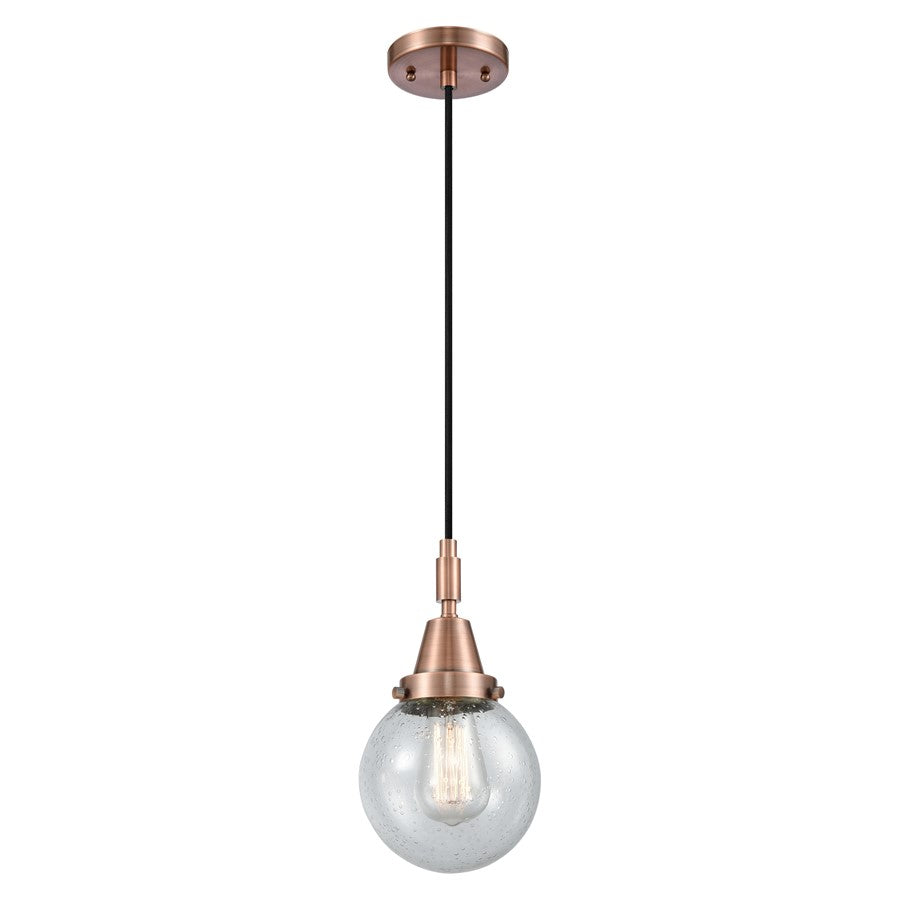 Innovations Caden Beacon 6" Cord Mini Pendant, Copper/Seedy - 447-1P-AC-G204-6