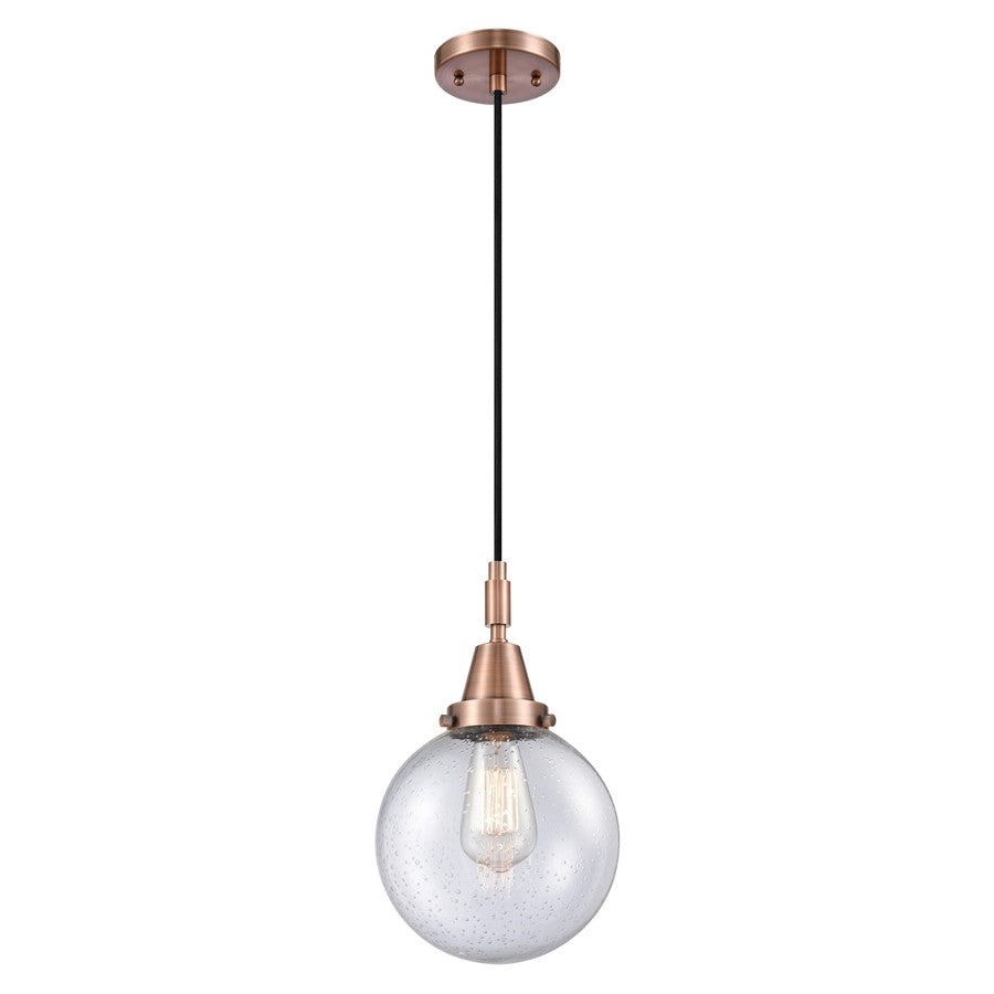 Innovations Caden Beacon 8" Cord Mini Pendant, Copper/Seedy - 447-1P-AC-G204-8