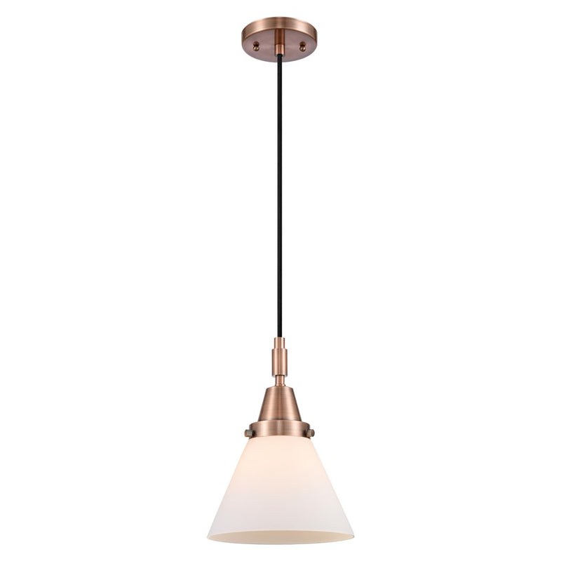 Innovations Caden Cone 1Lt 8" Cord Mini Pendant, Copper/White - 447-1P-AC-G41