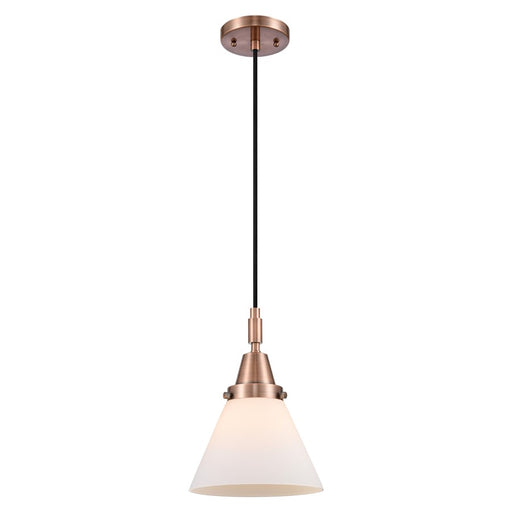 Innovations Caden Cone 1Lt 8" Cord Mini Pendant, Copper/White - 447-1P-AC-G41