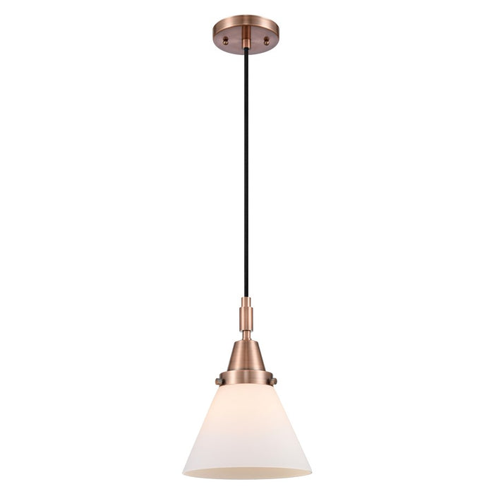 Innovations Caden Cone 1Lt 8" Cord Mini Pendant, Copper/White - 447-1P-AC-G41