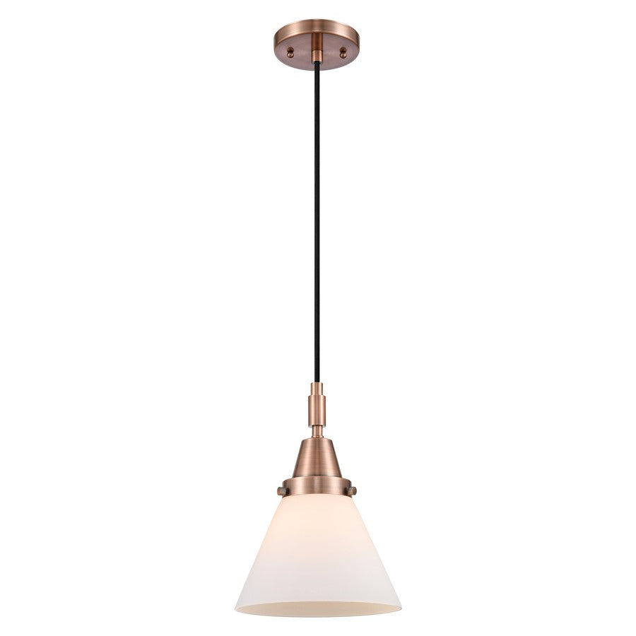 Innovations Caden Cone 1Lt 8" Cord Mini Pendant, Copper/White - 447-1P-AC-G41