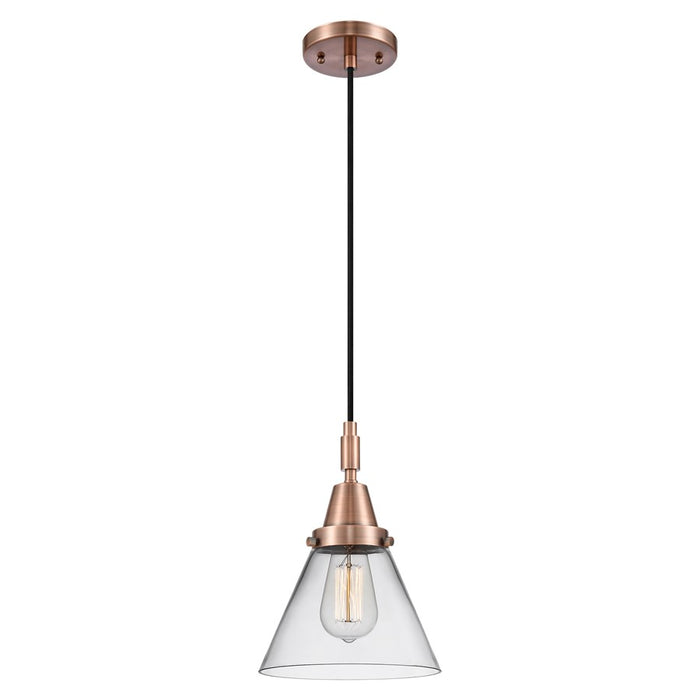 Innovations Caden Cone 1Lt 8" Cord Mini Pendant, Copper/Clear - 447-1P-AC-G42