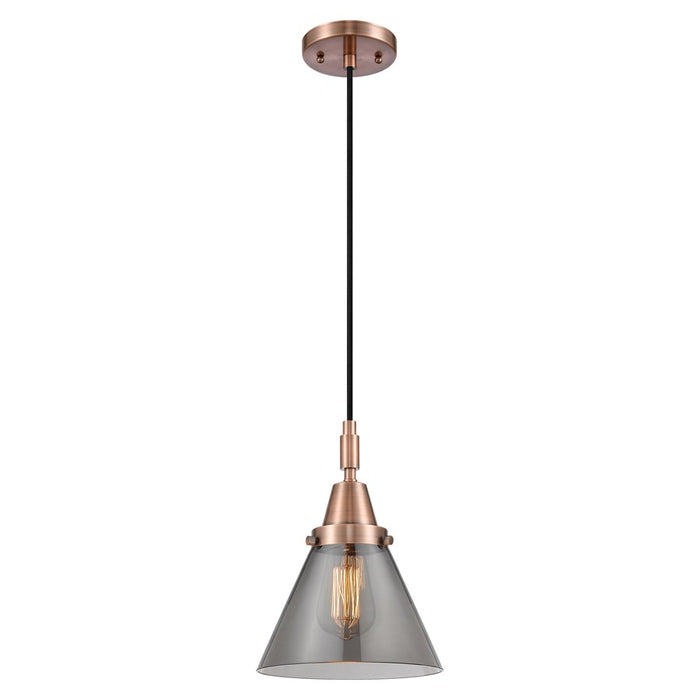 Innovations Caden Cone 1Lt 8" Cord Mini Pendant, Copper/Smoke - 447-1P-AC-G43