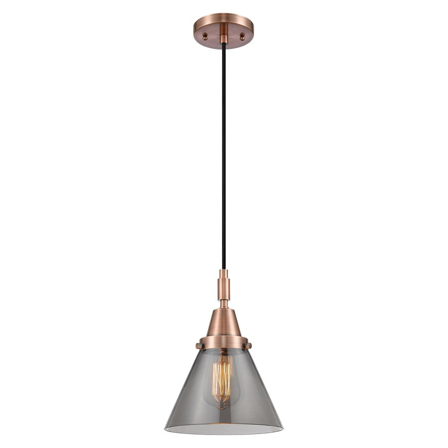 Innovations Caden Cone 1Lt 8" Cord Mini Pendant, Copper/Smoke - 447-1P-AC-G43