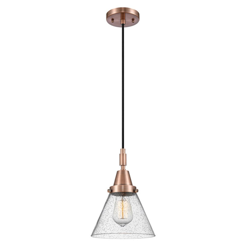 Innovations Caden Cone 1Lt 8" Cord Mini Pendant, Copper/Seedy - 447-1P-AC-G44