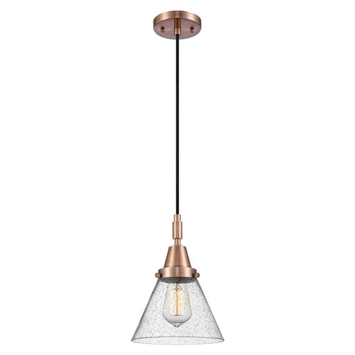 Innovations Caden Cone 1Lt 8" Cord Mini Pendant, Copper/Seedy - 447-1P-AC-G44
