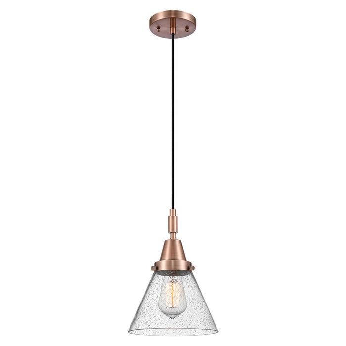 Innovations Caden Cone 1Lt 8" Cord Mini Pendant, Copper/Seedy - 447-1P-AC-G44