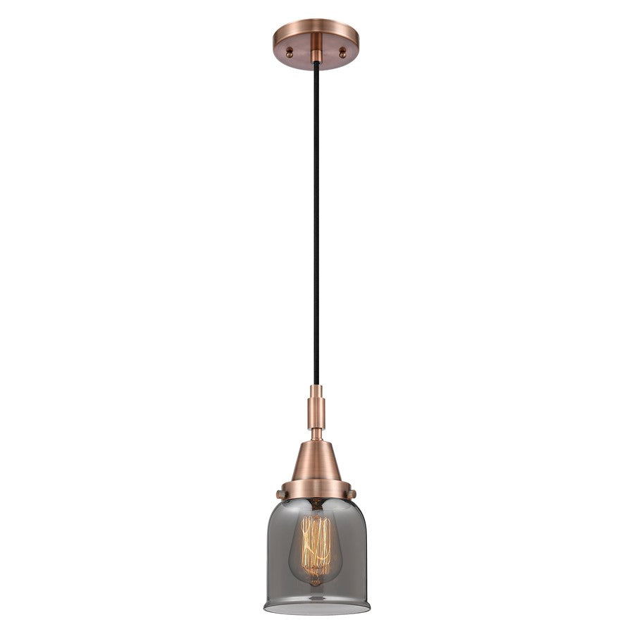 Innovations Caden Bell 1Lt 5" Cord Mini Pendant, Copper/Smoke - 447-1P-AC-G53