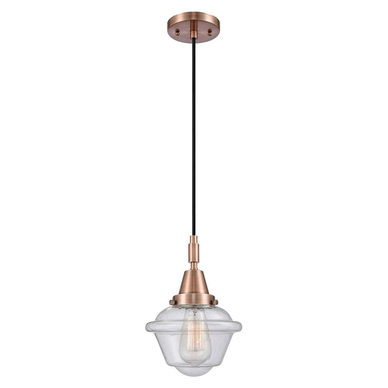 Innovations Caden Oxford 1Lt 7" Cord Mini Pendant, Copper/Seedy - 447-1P-AC-G534