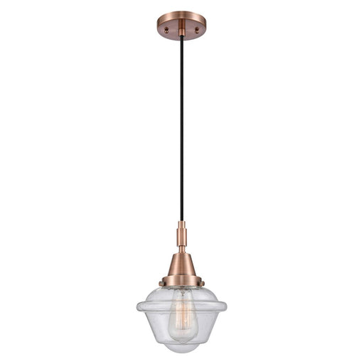 Innovations Caden Oxford 1Lt 7" Cord Mini Pendant, Copper/Seedy - 447-1P-AC-G534