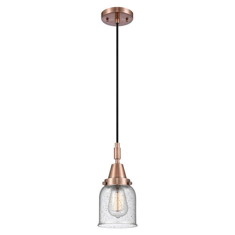Innovations Caden Bell 1Lt 5" Cord Mini Pendant, Copper/Seedy - 447-1P-AC-G54