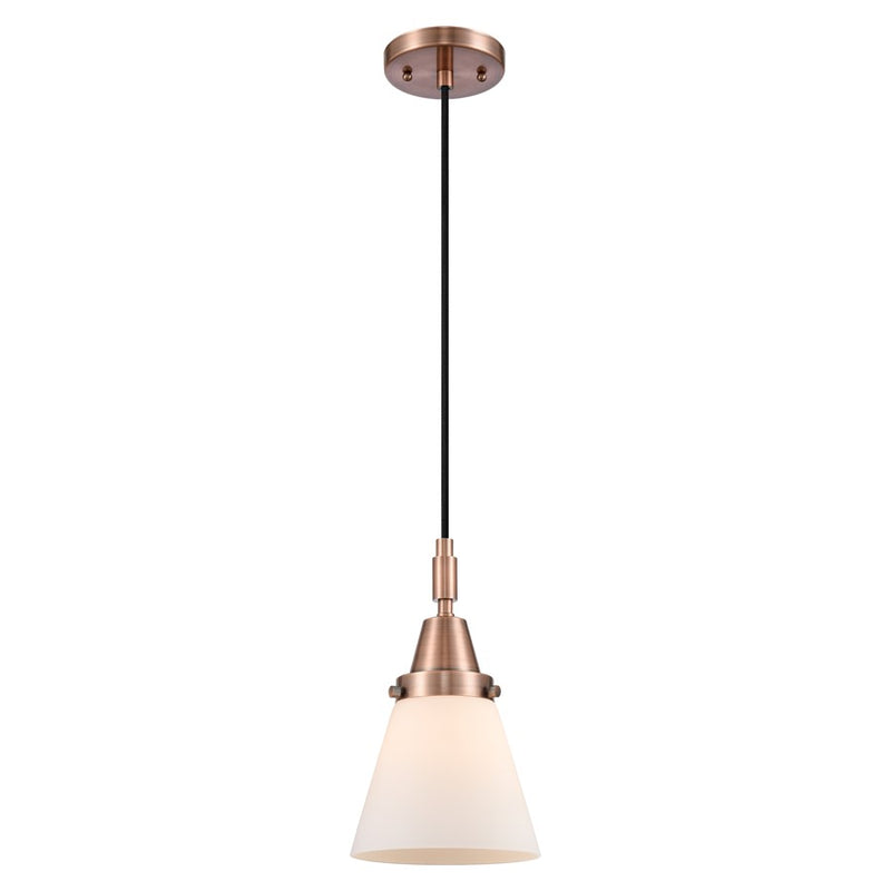 Innovations Caden Cone 1Lt 6" Cord Mini Pendant, Copper/White - 447-1P-AC-G61