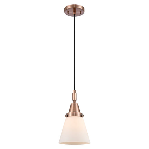 Innovations Caden Cone 1Lt 6" Cord Mini Pendant, Copper/White - 447-1P-AC-G61