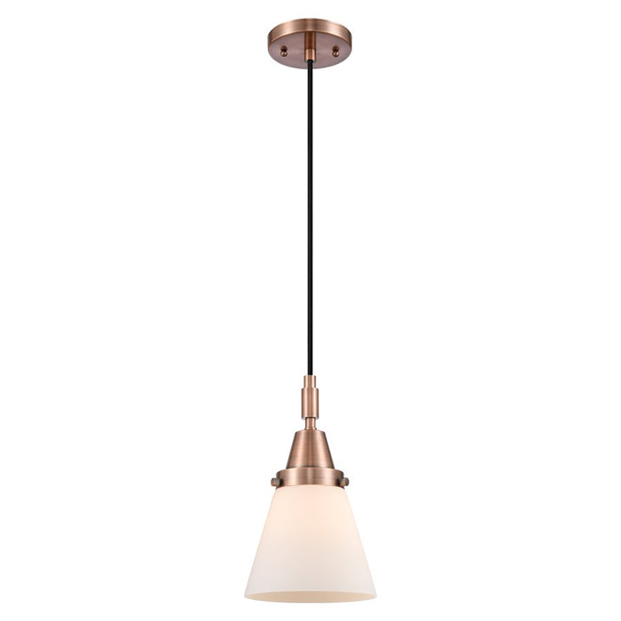 Innovations Caden Cone 1Lt 6" Cord Mini Pendant, Copper/White - 447-1P-AC-G61