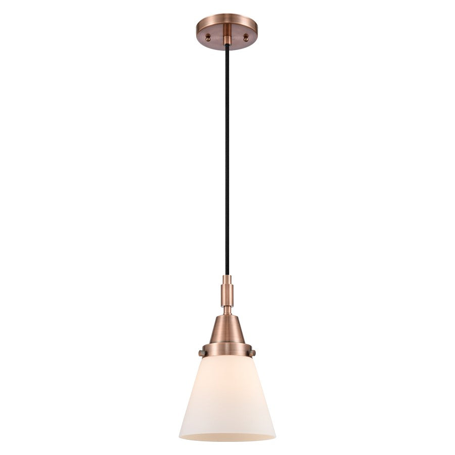 Innovations Caden Cone 1Lt 6" Cord Mini Pendant, Copper/White - 447-1P-AC-G61