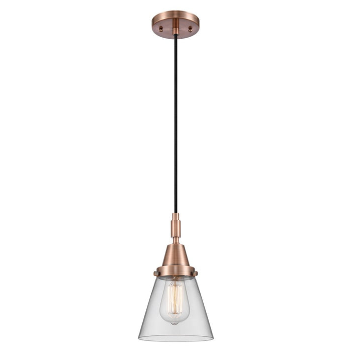 Innovations Caden Cone 1Lt 6" Cord Mini Pendant, Copper/Clear - 447-1P-AC-G62