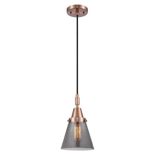 Innovations Caden Cone 1Lt 6" Cord Mini Pendant, Copper/Smoke - 447-1P-AC-G63