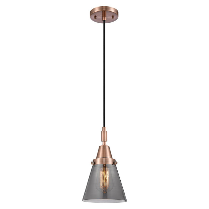 Innovations Caden Cone 1Lt 6" Cord Mini Pendant, Copper/Smoke - 447-1P-AC-G63
