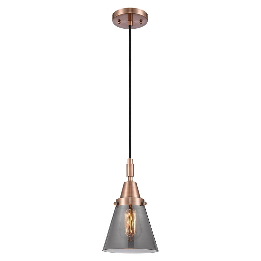 Innovations Caden Cone 1Lt 6" Cord Mini Pendant, Copper/Smoke - 447-1P-AC-G63
