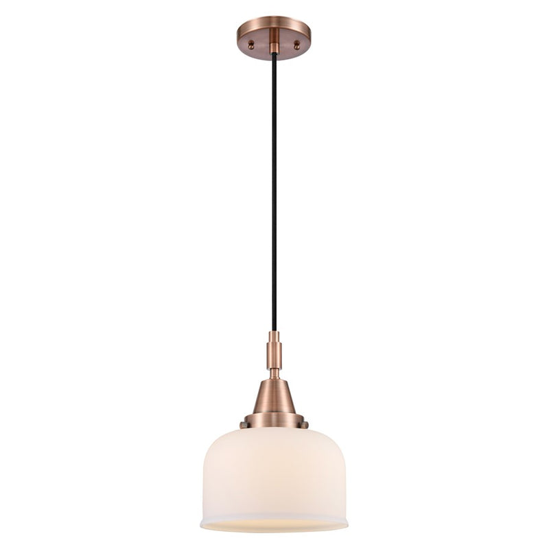 Innovations Caden Bell 1Lt 8" Cord Mini Pendant, Copper/White - 447-1P-AC-G71