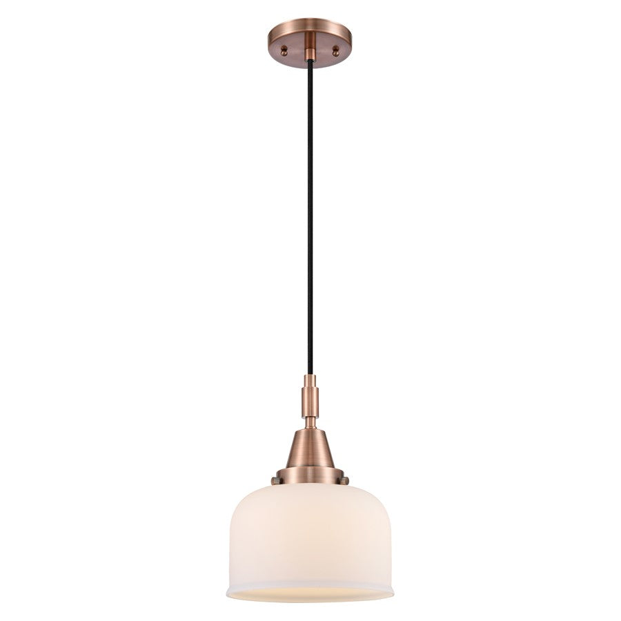Innovations Caden Bell 1Lt 8" Cord Mini Pendant, Copper/White - 447-1P-AC-G71