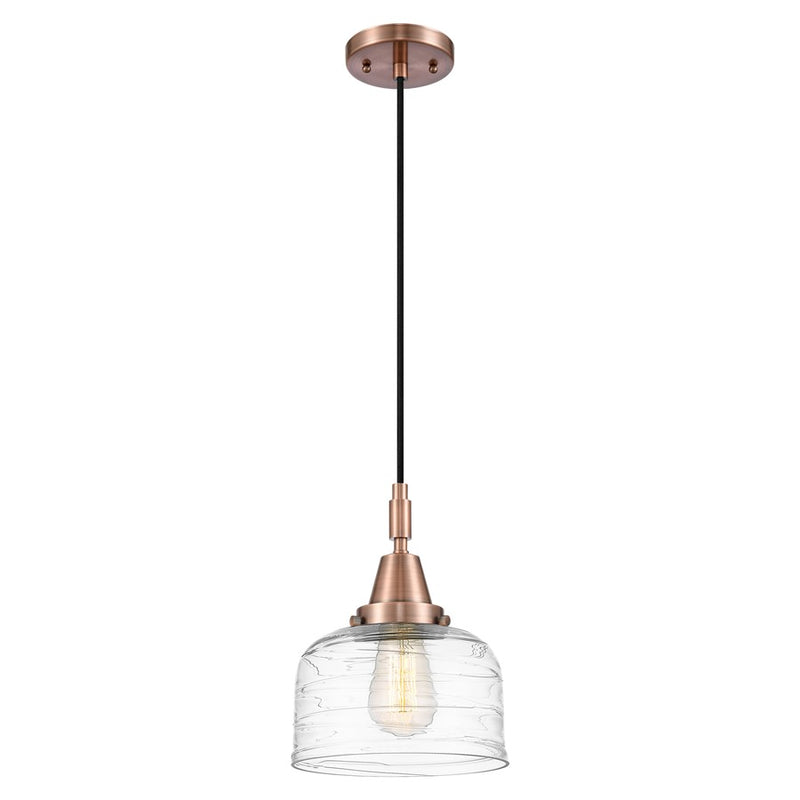 Innovations Caden Bell 8" Cord Mini Pendant, Copper/Clear Deco - 447-1P-AC-G713