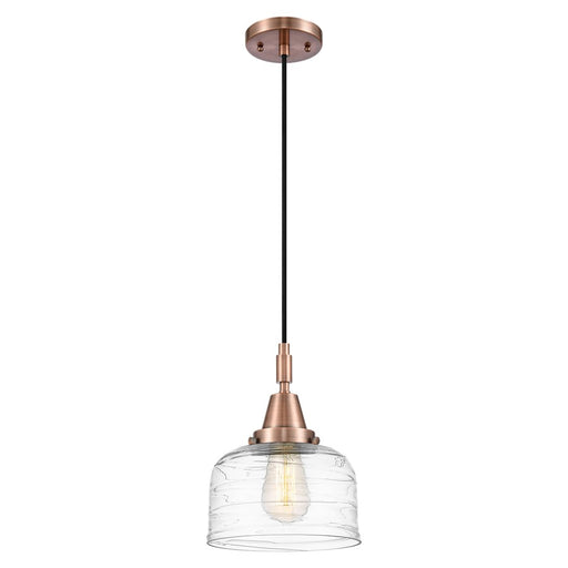 Innovations Caden Bell 8" Cord Mini Pendant, Copper/Clear Deco - 447-1P-AC-G713