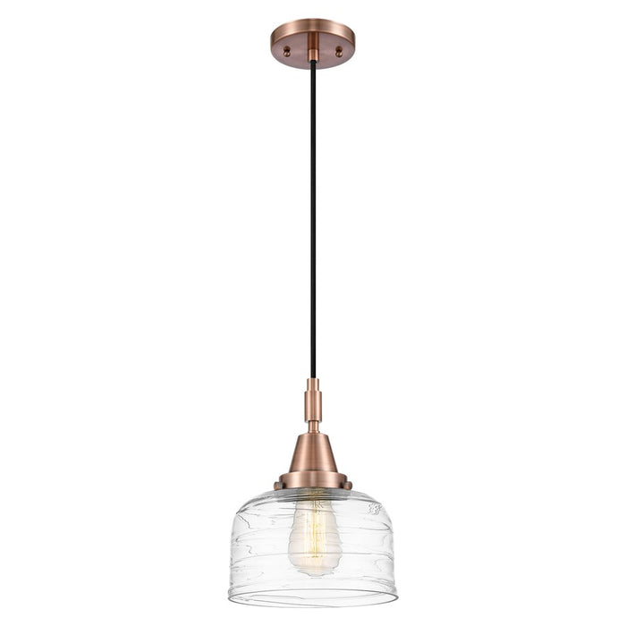 Innovations Caden Bell 8" Cord Mini Pendant, Copper/Clear Deco - 447-1P-AC-G713