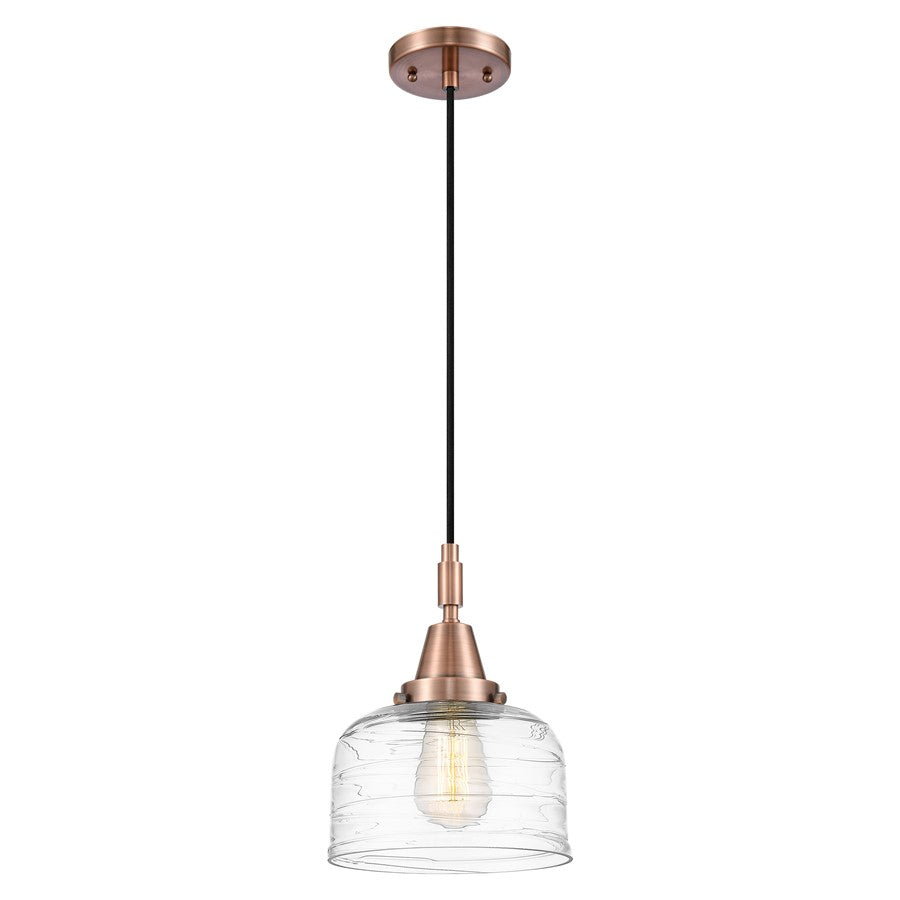 Innovations Caden Bell 8" Cord Mini Pendant, Copper/Clear Deco - 447-1P-AC-G713