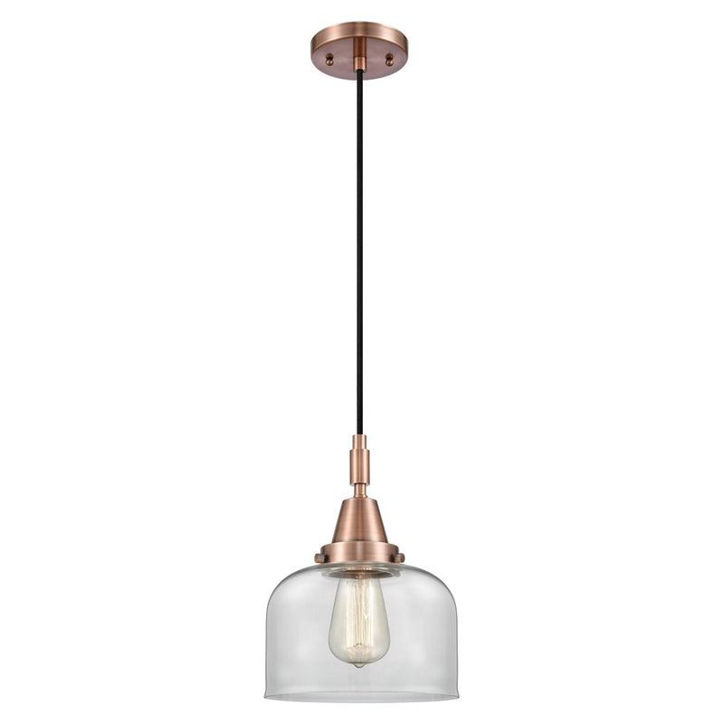 Innovations Caden Bell 1Lt 8" Cord Mini Pendant, Copper/Clear - 447-1P-AC-G72