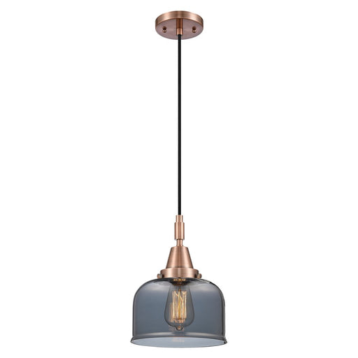 Innovations Caden Bell 1Lt 8" Cord Mini Pendant, Copper/Smoke - 447-1P-AC-G73