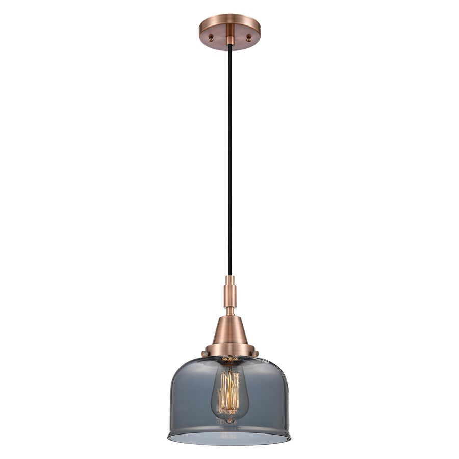 Innovations Caden Bell 1Lt 8" Cord Mini Pendant, Copper/Smoke - 447-1P-AC-G73