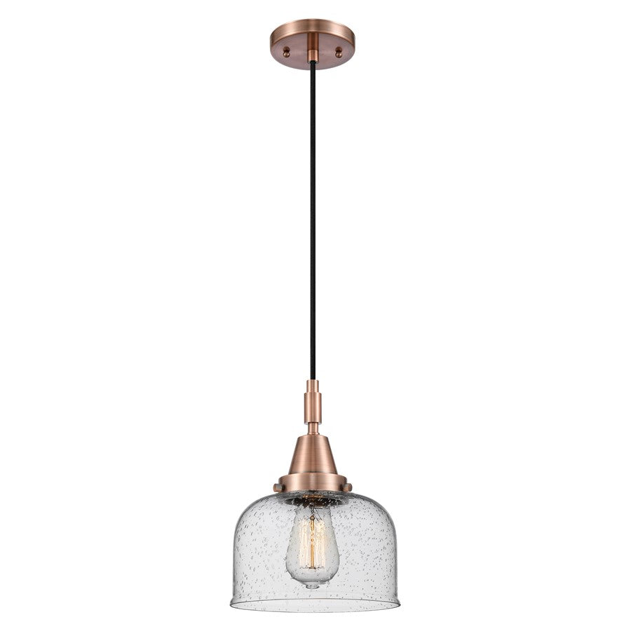 Innovations Caden Bell 1Lt 8" Cord Mini Pendant, Copper/Seedy - 447-1P-AC-G74