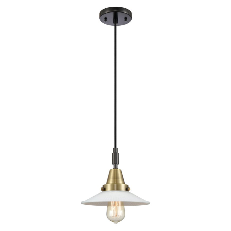 Innovations Caden 1Lt 9" Cord Mini Pendant, Black Brass/White - 447-1P-BAB-G1