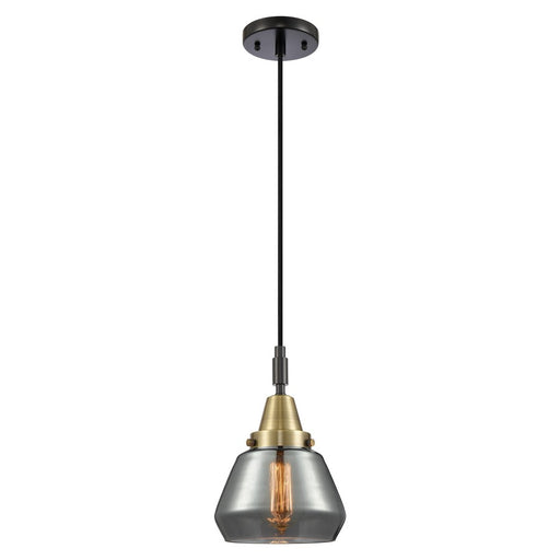 Innovations Caden Fulton 7" Cord Mini Pendant, BKBS/Smoke - 447-1P-BAB-G173
