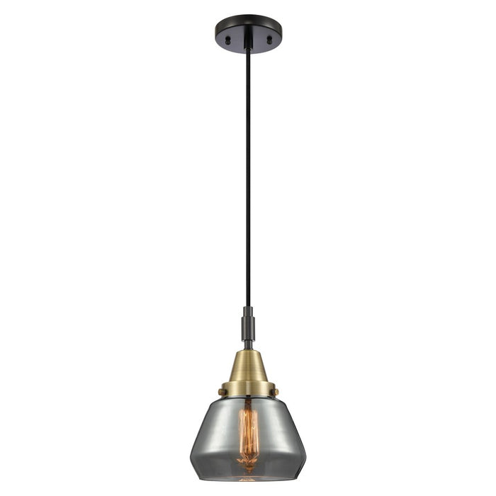Innovations Caden Fulton 7" Cord Mini Pendant, BKBS/Smoke - 447-1P-BAB-G173