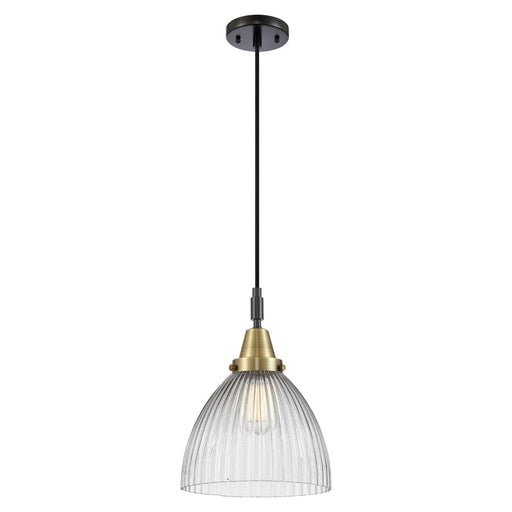 Innovations Caden Seneca Falls 10" Cord Mini Pendant, BKBS/CL - 447-1P-BAB-G222