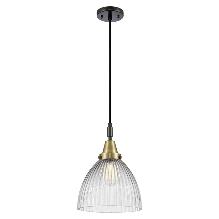 Innovations Caden Seneca Falls 10" Cord Mini Pendant, BKBS/CL - 447-1P-BAB-G222