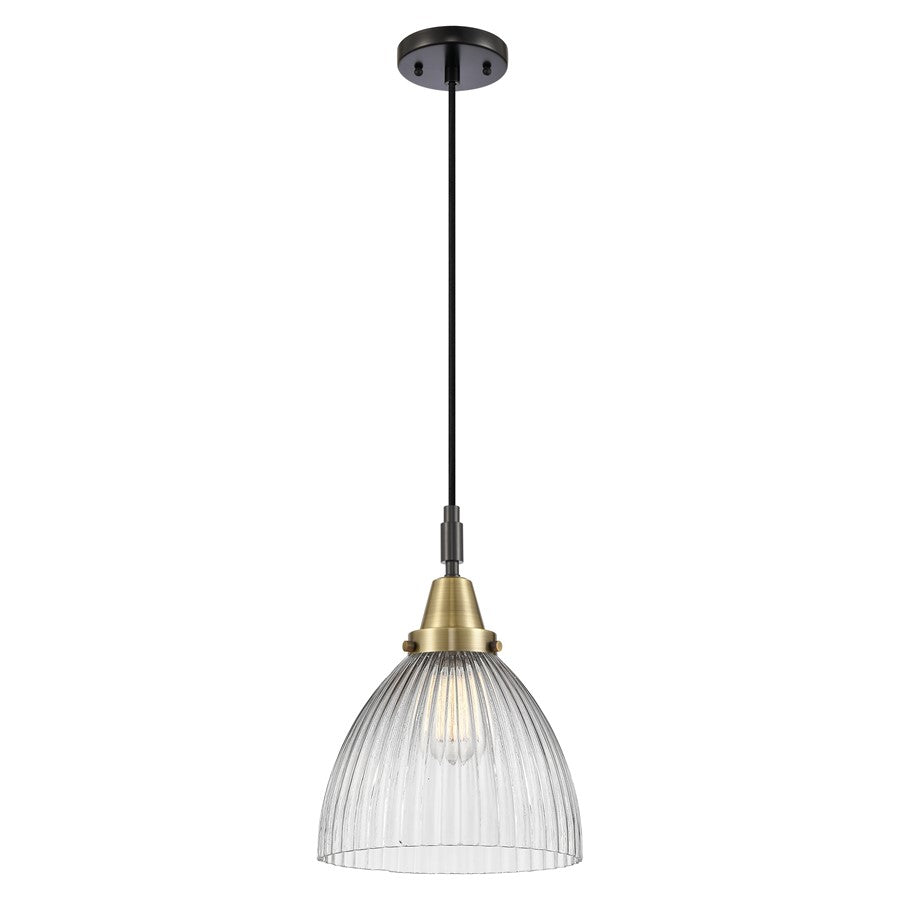 Innovations Caden Seneca Falls 10" Cord Mini Pendant, BKBS/CL - 447-1P-BAB-G222