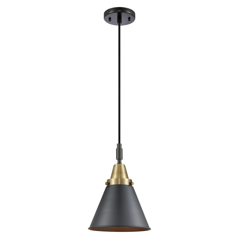 Innovations Caden Appalachian 8" Cord Mini Pendant, BKBS/BK - 447-1P-BAB-M13-BK