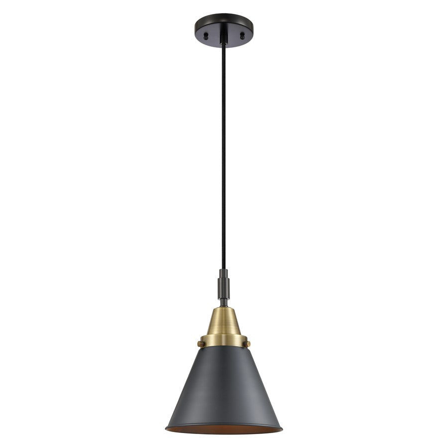 Innovations Caden Appalachian 8" Cord Mini Pendant, BKBS/BK - 447-1P-BAB-M13-BK