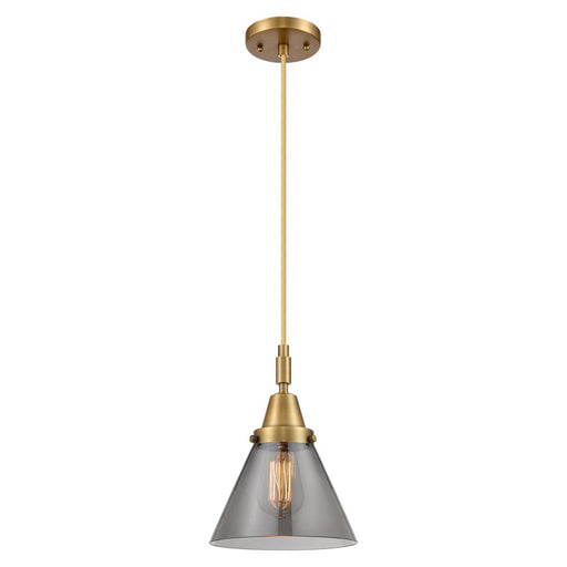 Innovations Caden Cone 8" Cord Mini Pendant, Brushed Brass/Smoke - 447-1P-BB-G43